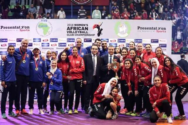 بعد الفوز علي سبورتنج ..سيدات طائرة الأهلي يتوجن بـكأس مصر