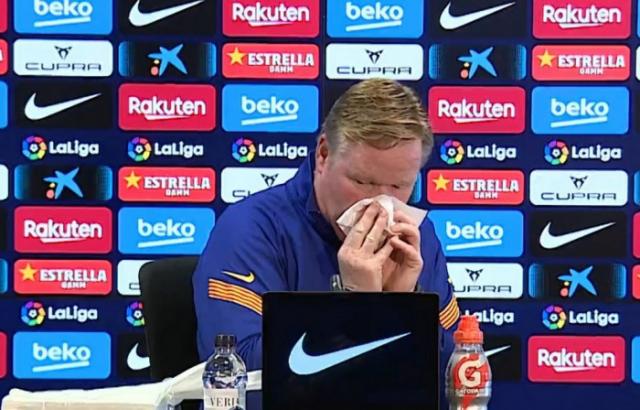 كومان يغادر مؤتمر مباراة إشبيلية بعد تعرضه لنزيف مفاجئ
