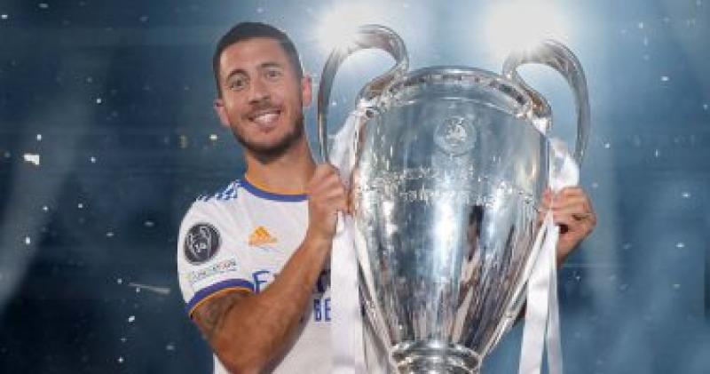 هازارد بقميص الريال يحمل لقب دوري الأبطال